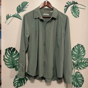 Orvis Button Front Sage Green Sports Top